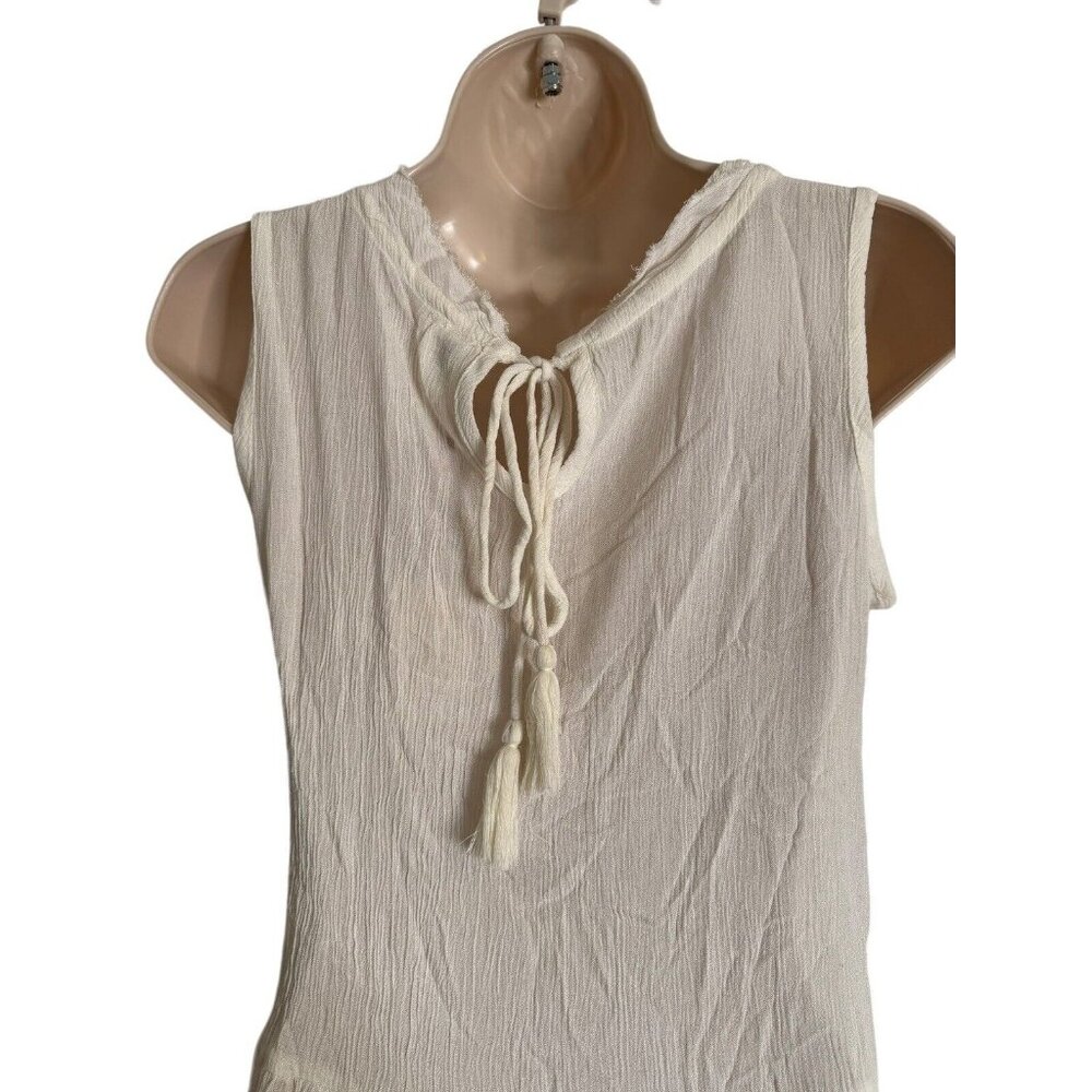 Anthropologie RAGA Women's Sz XS White EMBROIDERED PEARL Baby Doll Midi Dress - Picture 6 of 10